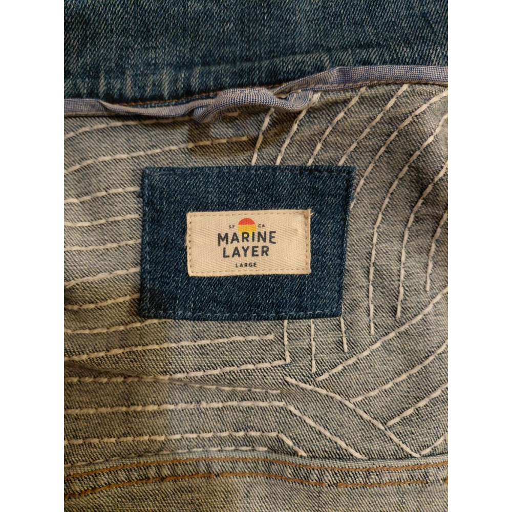 MARINE LAYER Blue Jean Eileen Embroidered Jacket Soft Denim Size Women's Large - Picture 12 of 13